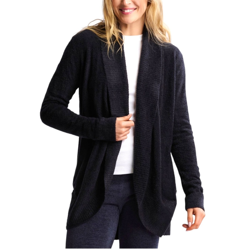 Barefoot Dreams‎ Cozychic Lite Circle Cardi Womens Medium Black Cardigan Sweater